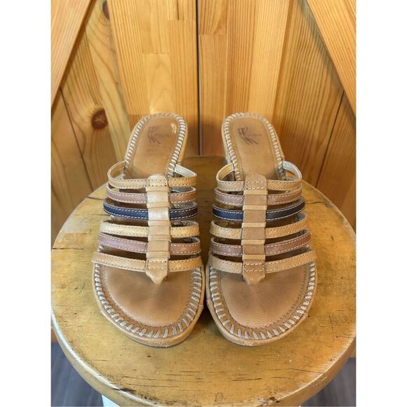White Mountain Womens Leather Strappy Wedge Sandals sz. 8.5 - Picture 2 of 8